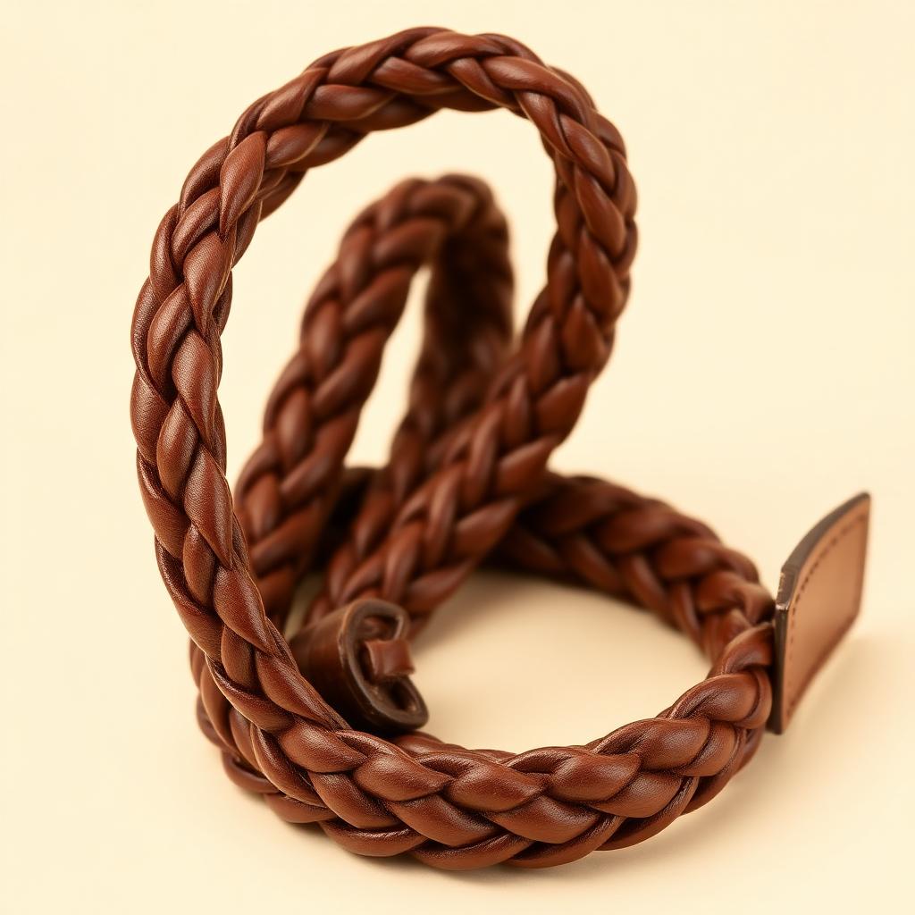 Brown Braided Leather Belt