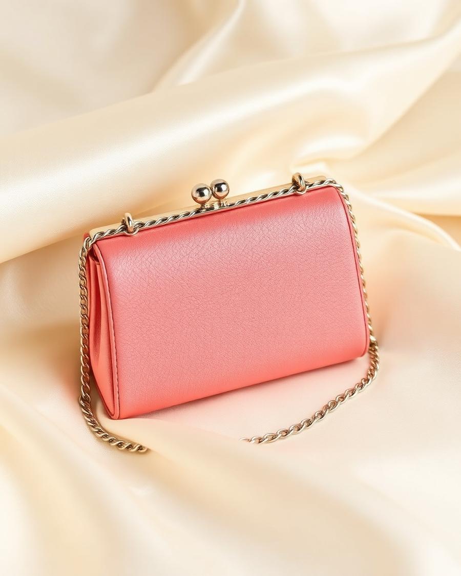 Coral Kiss-Lock Chain Bag
