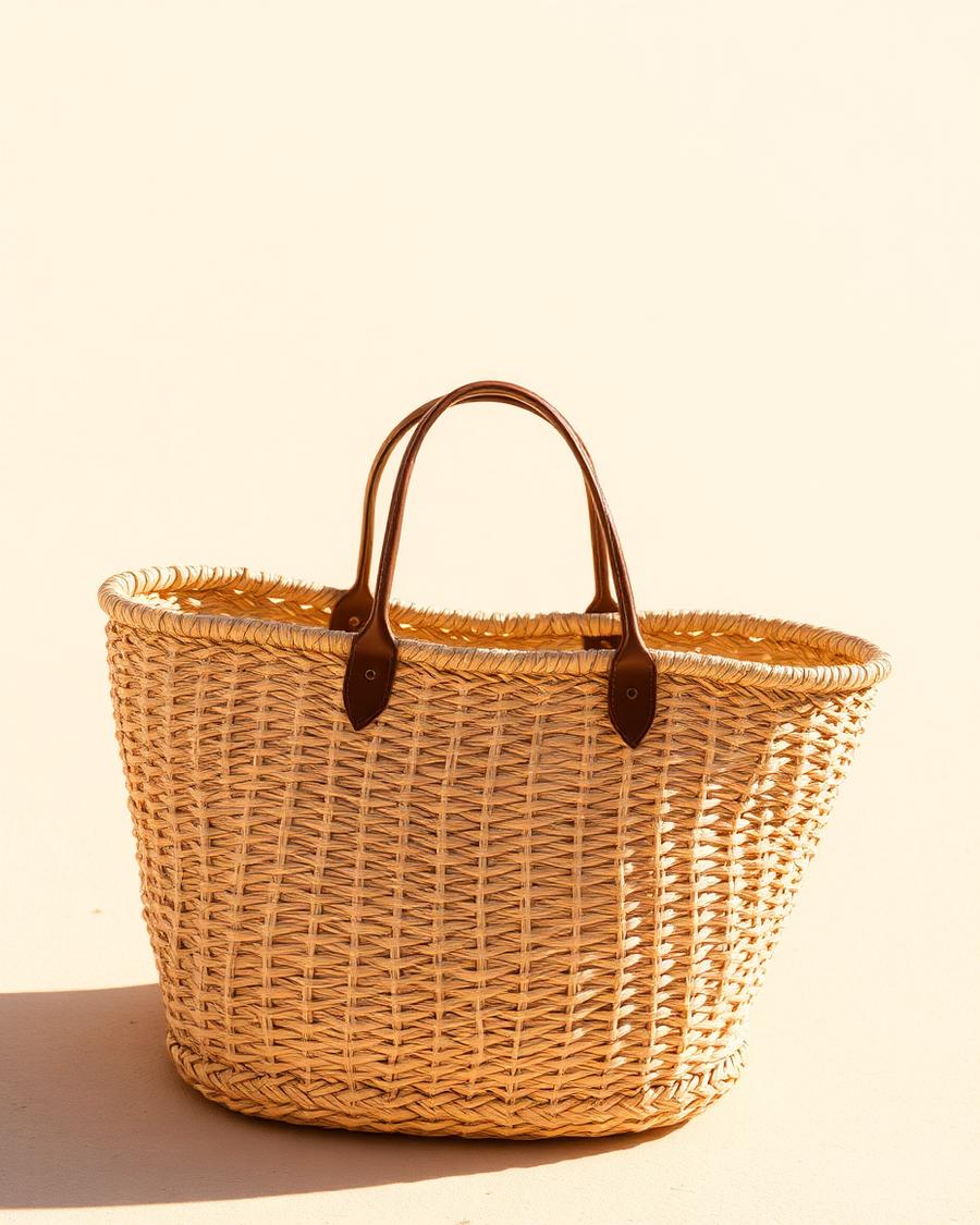 Natural Woven Straw Basket Bag