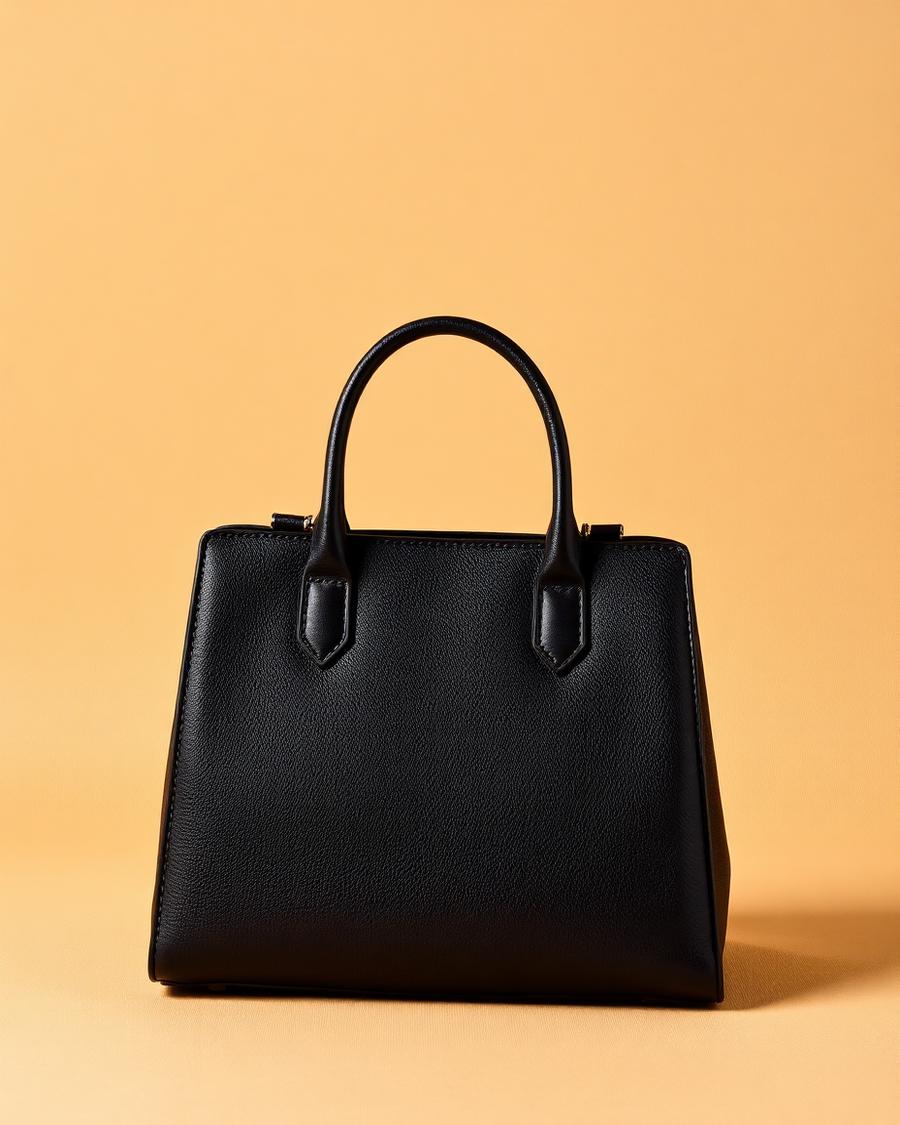 Black Structured Top-Handle Bag