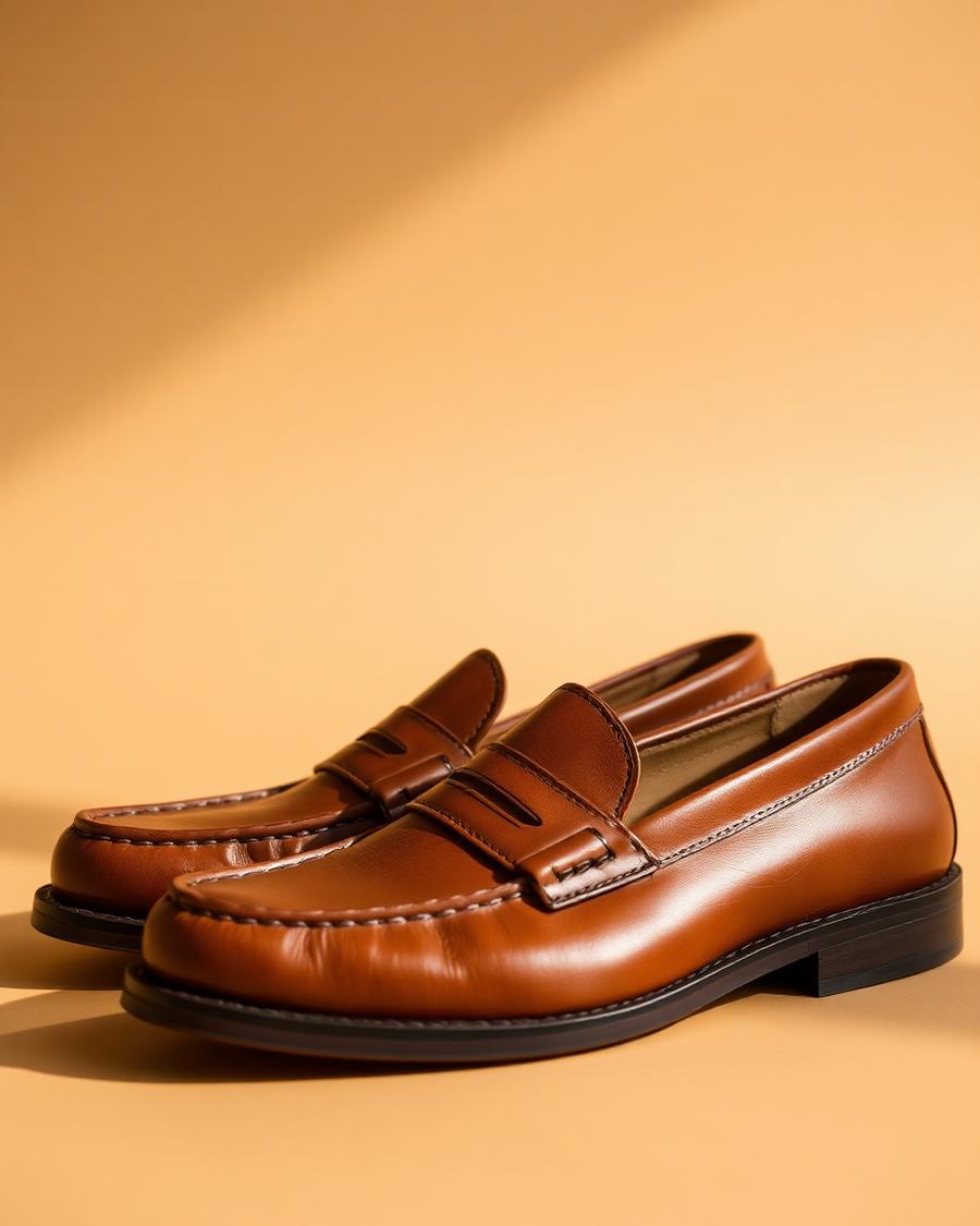 Cognac Leather Penny Loafers