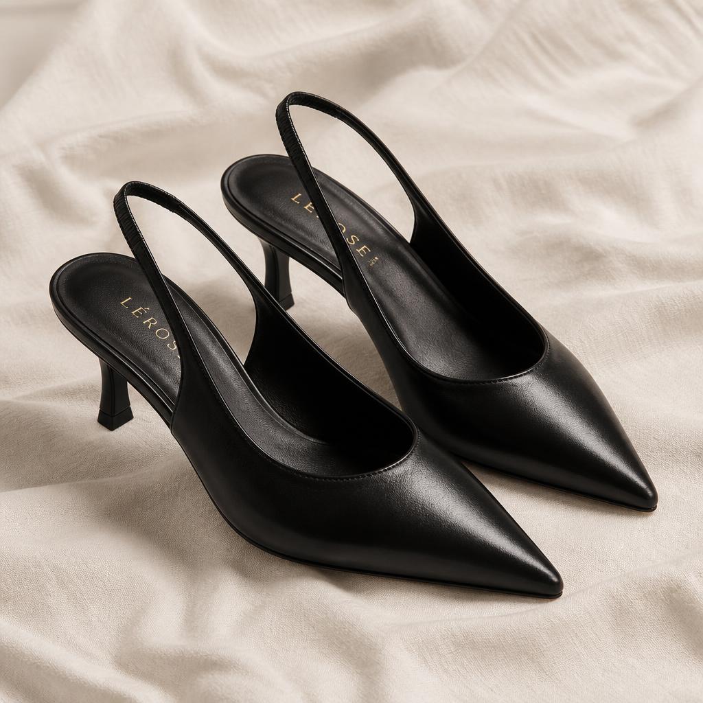 Black Pointed Slingback Pumps